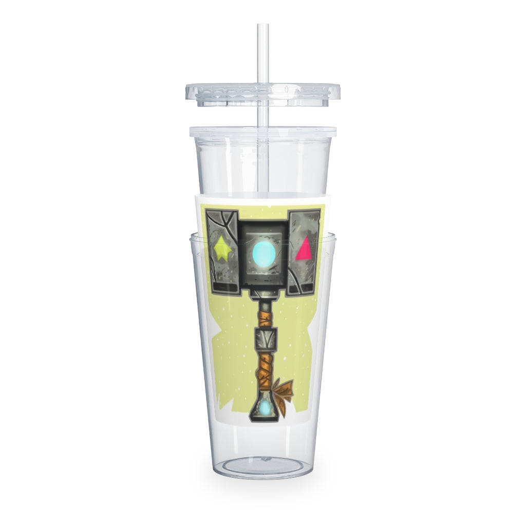 Hammer Plastic Tumbler with Straw, featuring a customizable design and double wall insulation, perfect for drinks at home or events.