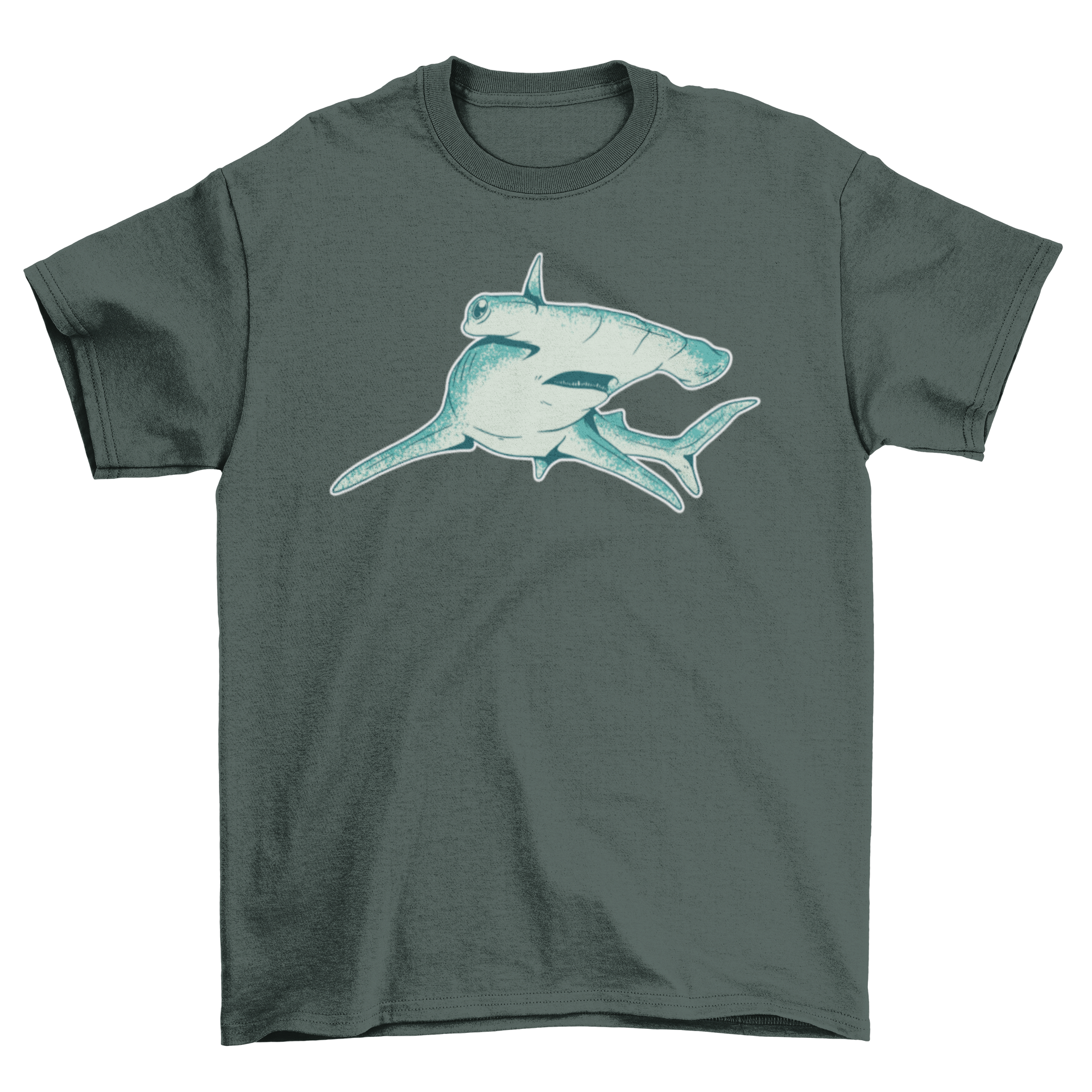 A stylish Hammerhead Shark T-shirt featuring a vibrant illustration of a hammerhead shark swimming in the ocean.