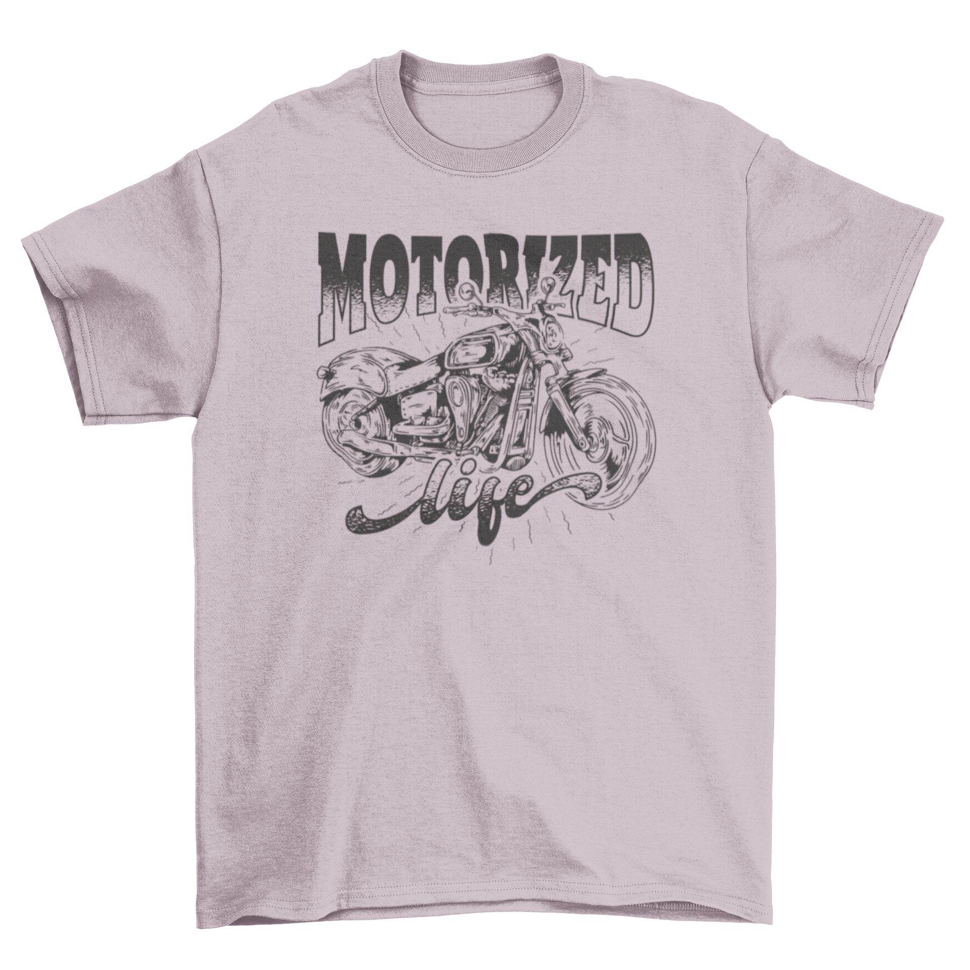 A stylish hand drawn motorcycle t-shirt featuring a vintage motorcycle illustration, perfect for motorcycle enthusiasts.