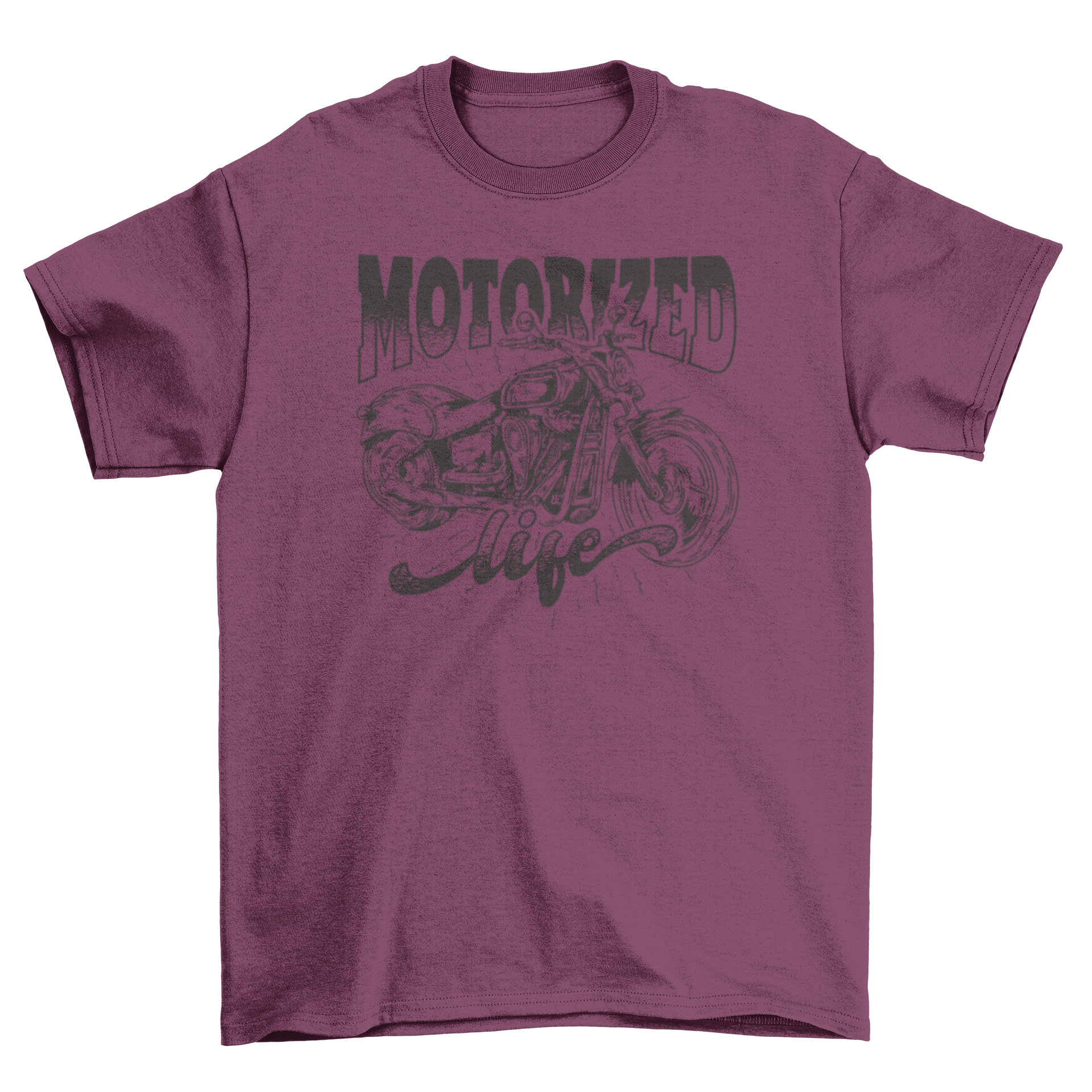 A stylish hand drawn motorcycle t-shirt featuring a vintage motorcycle illustration, perfect for motorcycle enthusiasts.