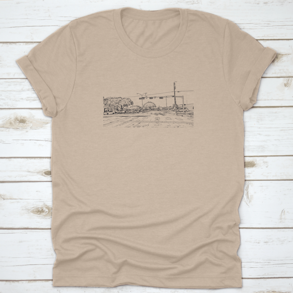 Hand drawn sketch silhouette design of McKinney, Texas road outline, showcasing artistic details and unique features.