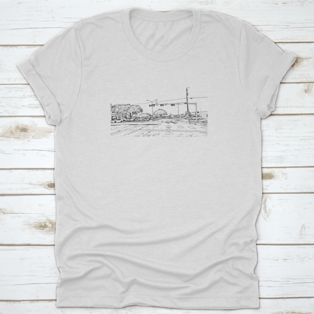 Hand drawn sketch silhouette design of McKinney, Texas road outline, showcasing artistic details and unique features.