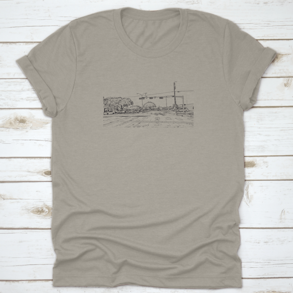 Hand drawn sketch silhouette design of McKinney, Texas road outline, showcasing artistic details and unique features.