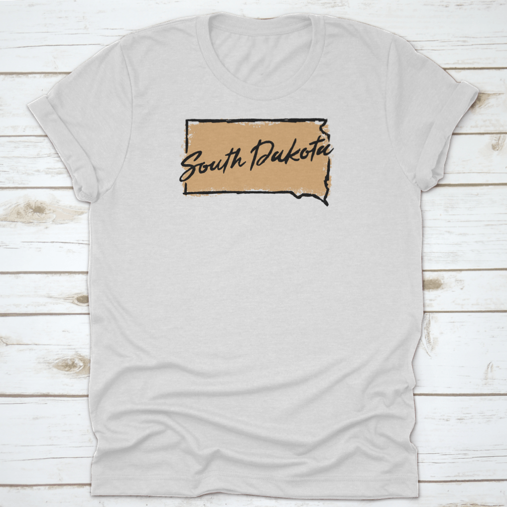 A comfortable Hand Drawn South Dakota State Design Shirt made from 100% cotton, featuring a unique artistic representation of South Dakota.