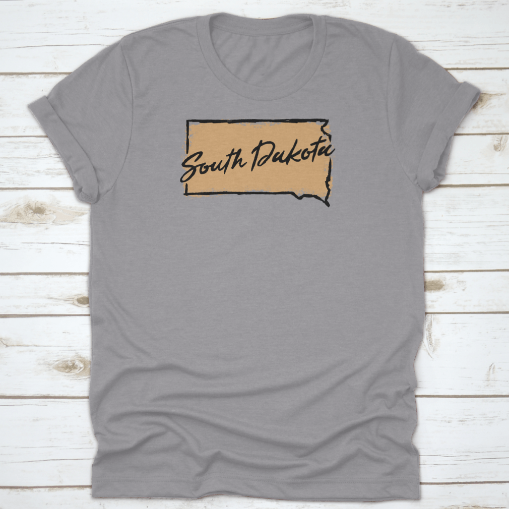 A comfortable Hand Drawn South Dakota State Design Shirt made from 100% cotton, featuring a unique artistic representation of South Dakota.