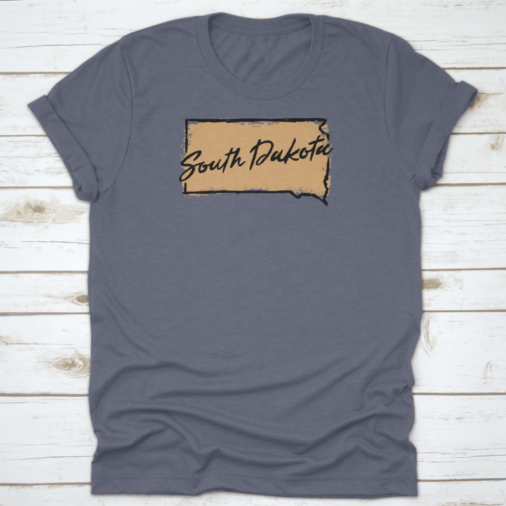 A comfortable Hand Drawn South Dakota State Design Shirt made from 100% cotton, featuring a unique artistic representation of South Dakota.