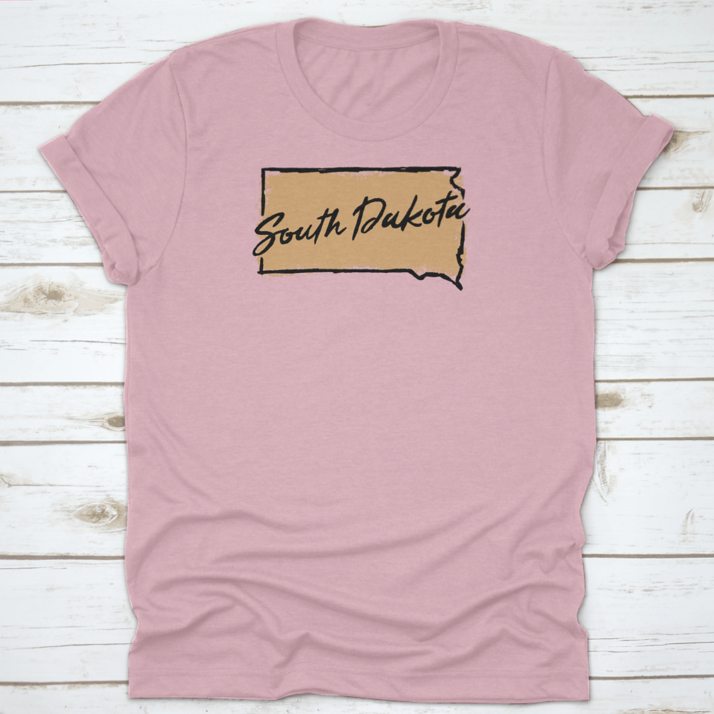 A comfortable Hand Drawn South Dakota State Design Shirt made from 100% cotton, featuring a unique artistic representation of South Dakota.