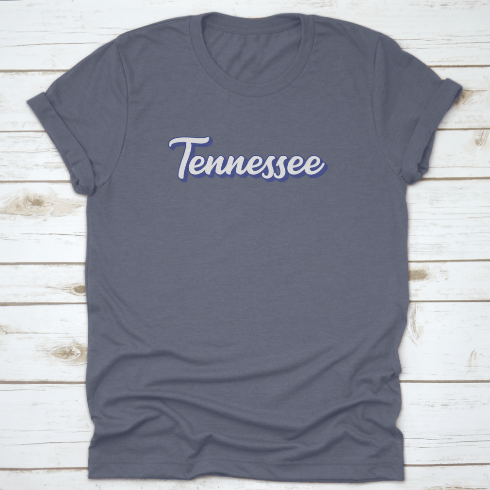 Hand sketched Tennessee text poster featuring vintage 3D retro lettering on a soft cotton fabric background.