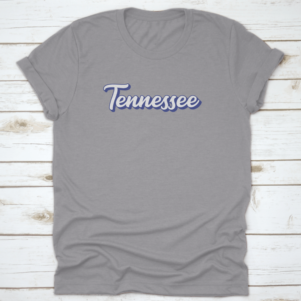 Hand sketched Tennessee text poster featuring vintage 3D retro lettering on a soft cotton fabric background.