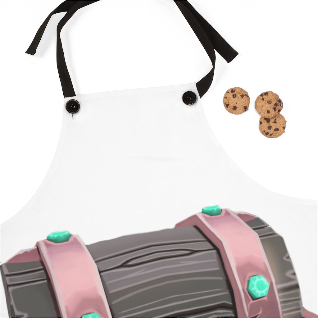 A stylish hand-painted chest apron made of lightweight polyester, featuring vibrant colors and black detachable twill straps, perfect for cooking.