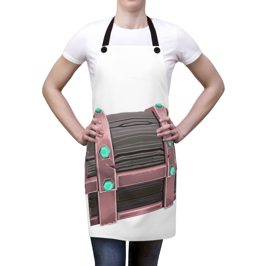 A stylish hand-painted chest apron made of lightweight polyester, featuring vibrant colors and black detachable twill straps, perfect for cooking.