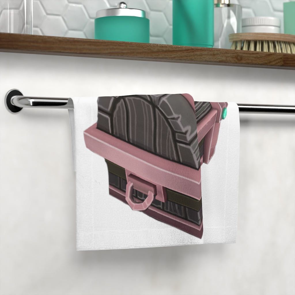 A hand-painted chest face towel featuring a vibrant custom design on a soft polyester front and a plush cotton back, ideal for bathroom use.