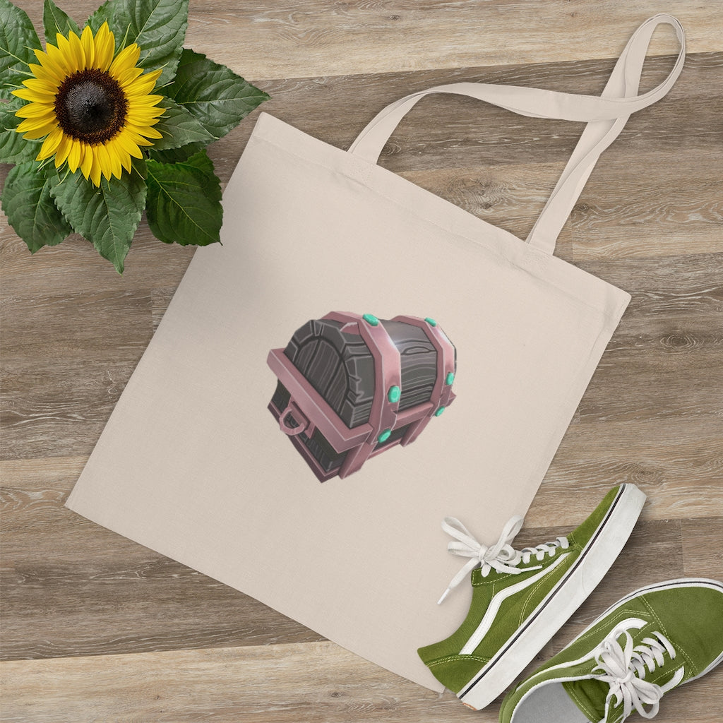 A colorful hand-painted chest tote bag made of 100% cotton with cross-stitched handles, showcasing its vibrant design and sturdy construction.