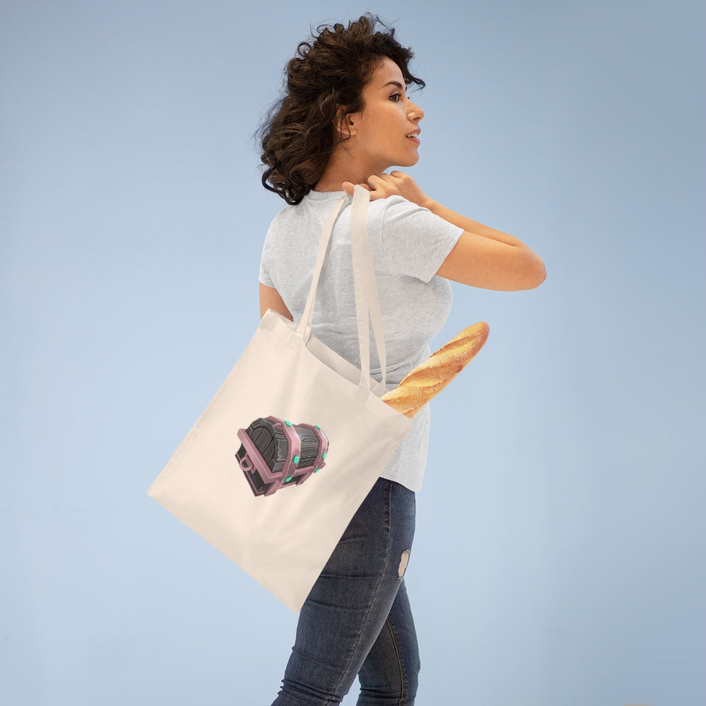 A colorful hand-painted chest tote bag made of 100% cotton with cross-stitched handles, showcasing its vibrant design and sturdy construction.