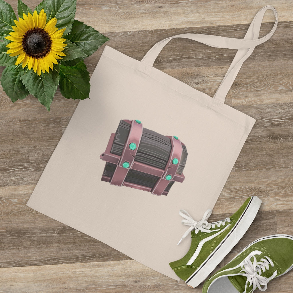 A colorful hand-painted chest tote bag made of 100% cotton with long handles and cross stitching for added stability.