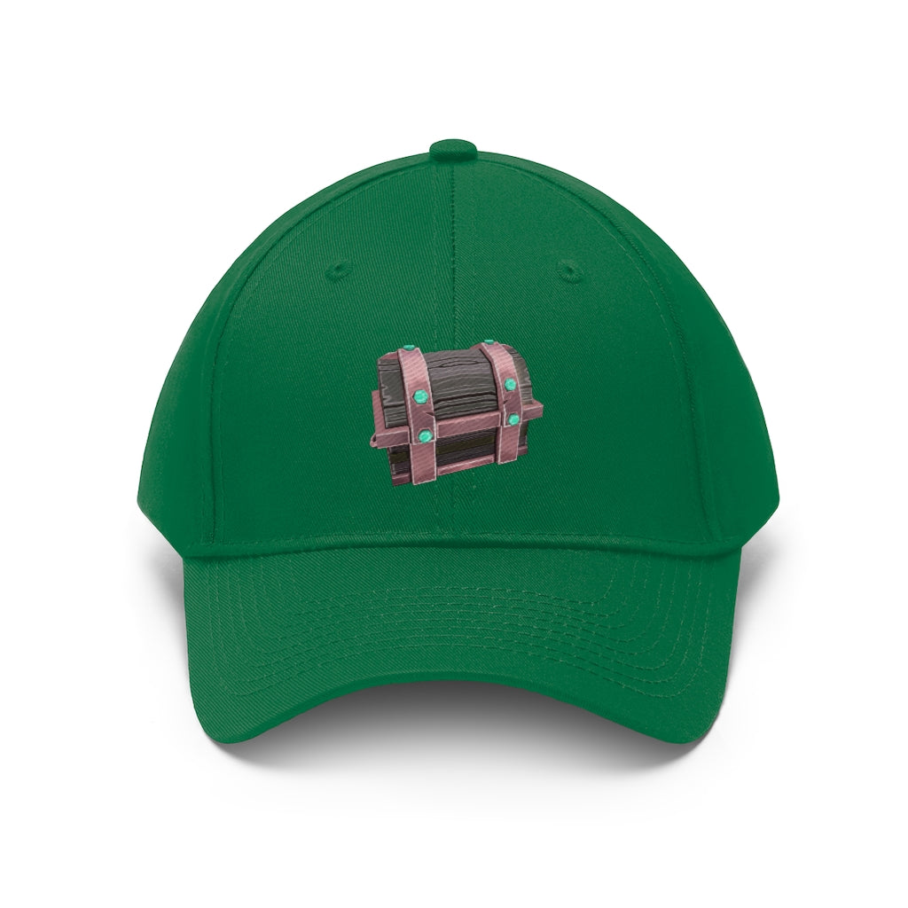 Hand-Painted Chest Unisex Twill Hat featuring a unique design, adjustable Velcro closure, and 6-panel structure, perfect for outdoor activities.