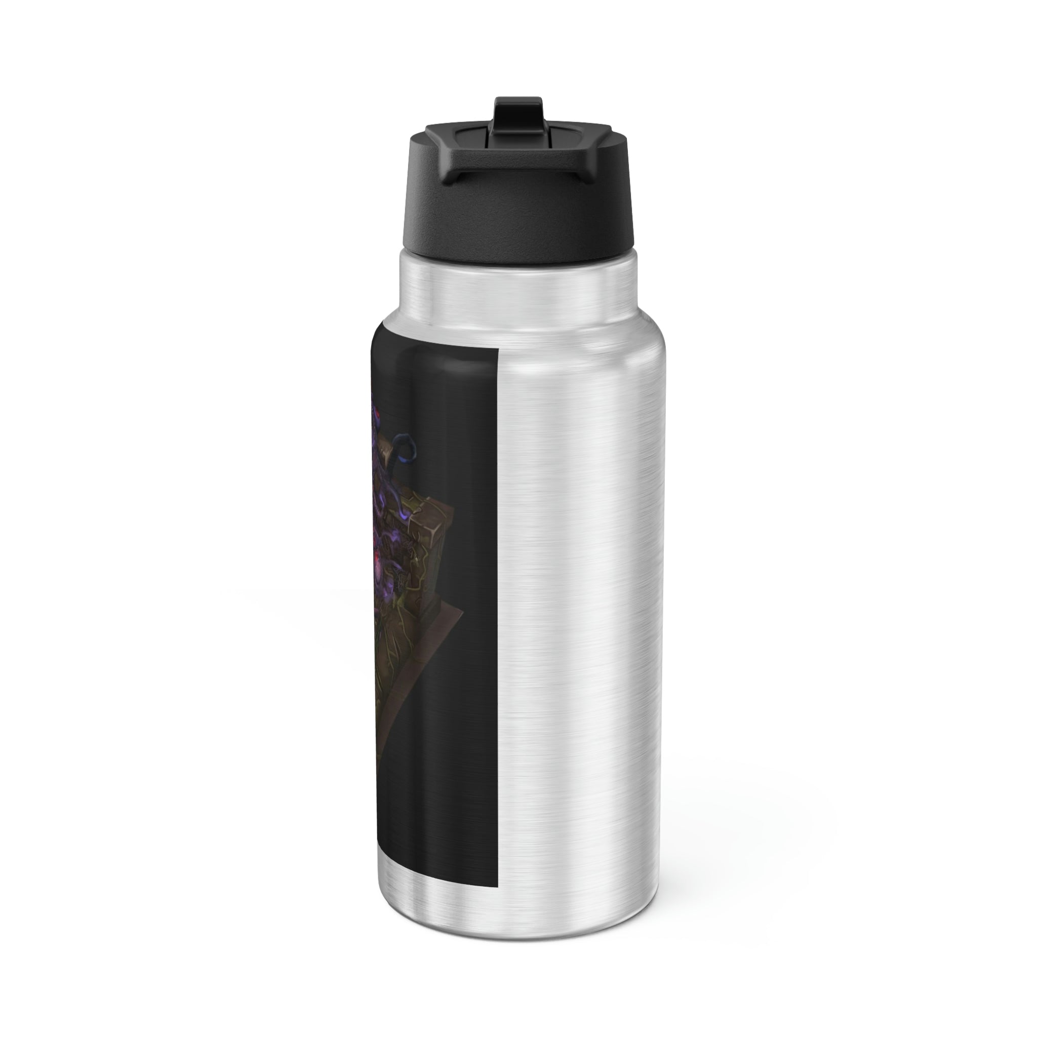 Hand-Painted Environment Art Gator Tumbler, 32oz, featuring a vibrant design and stainless steel construction with a plastic straw.