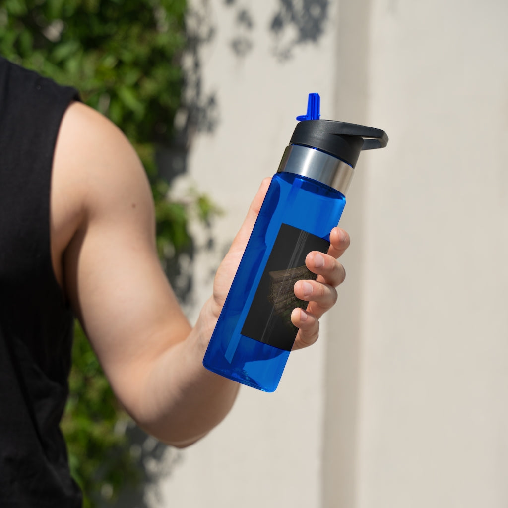 Hand-painted Kensington Tritan™ Sport Bottle, 20oz, featuring a unique design, carabiner hook, and spill-resistant lid.