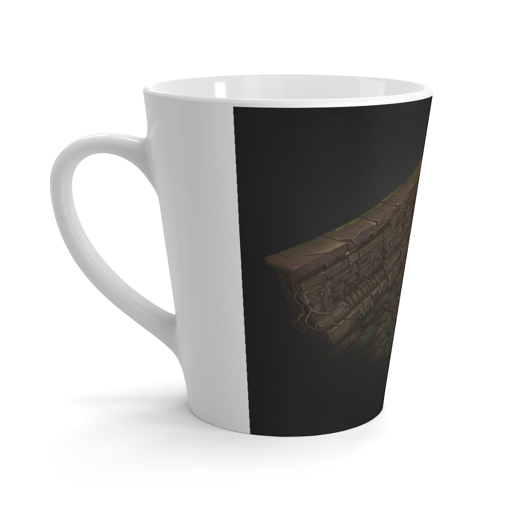 Hand-painted ceramic latte mug featuring beautiful environment art design, perfect for coffee lovers.