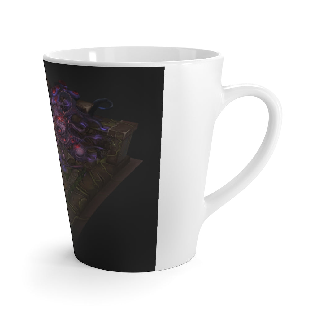 Hand-painted ceramic latte mug featuring beautiful environment art design, perfect for coffee lovers.