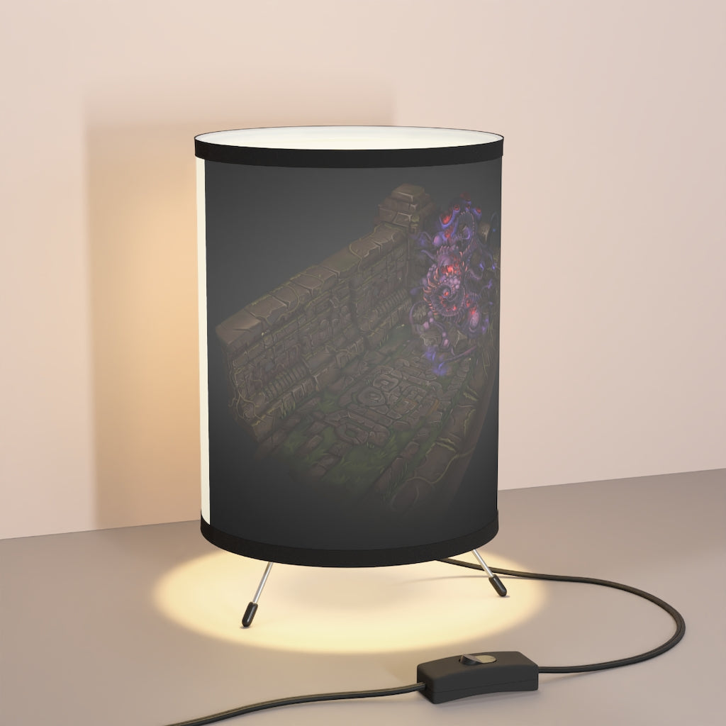 Hand-Painted Environment Art Tripod Lamp with a galvanized steel base and high-resolution printed shade, showcasing a unique artistic design.