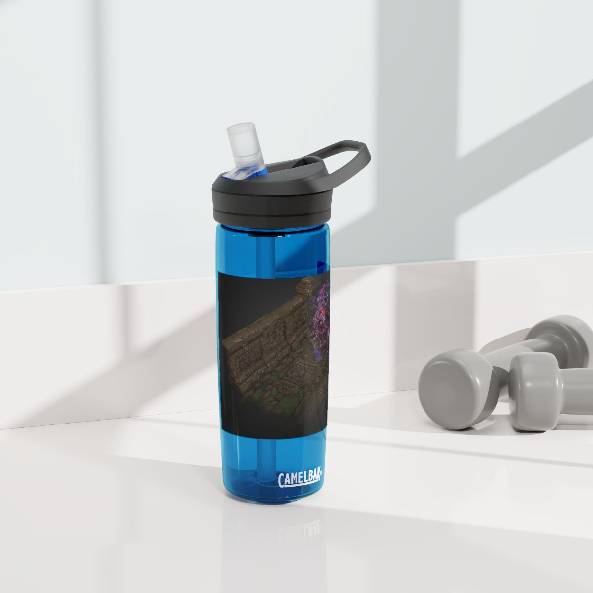 Hand-Painted CamelBak Eddy® Water Bottle in 20oz and 25oz sizes, showcasing a unique design and robust Tritan™ material.