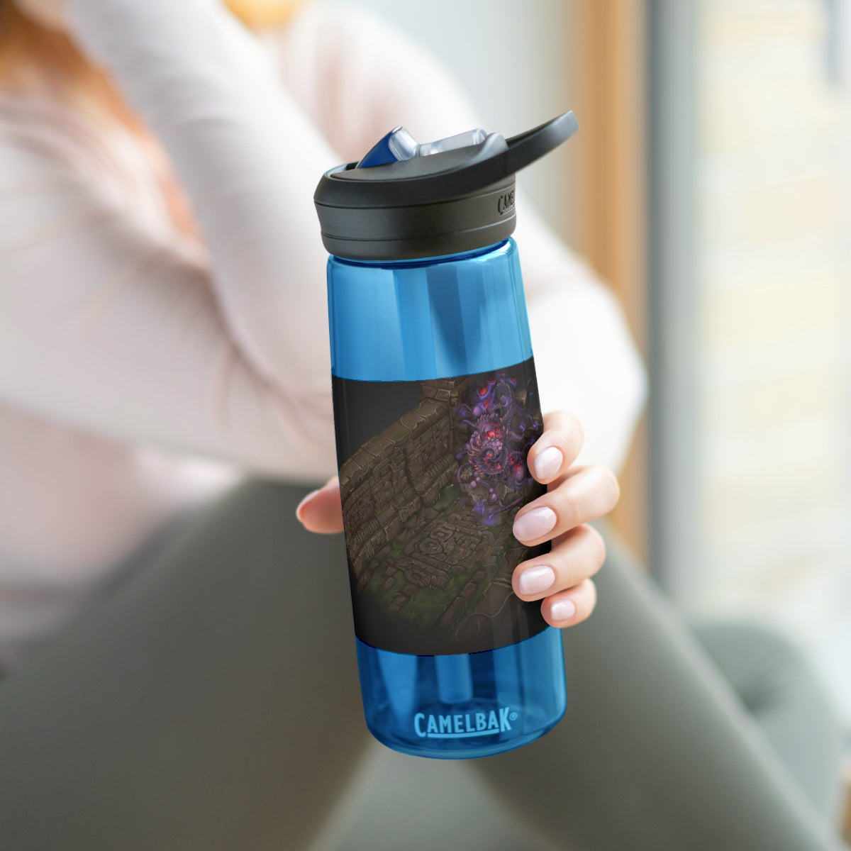 Hand-Painted CamelBak Eddy® Water Bottle in 20oz and 25oz sizes, showcasing a unique design and robust Tritan™ material.