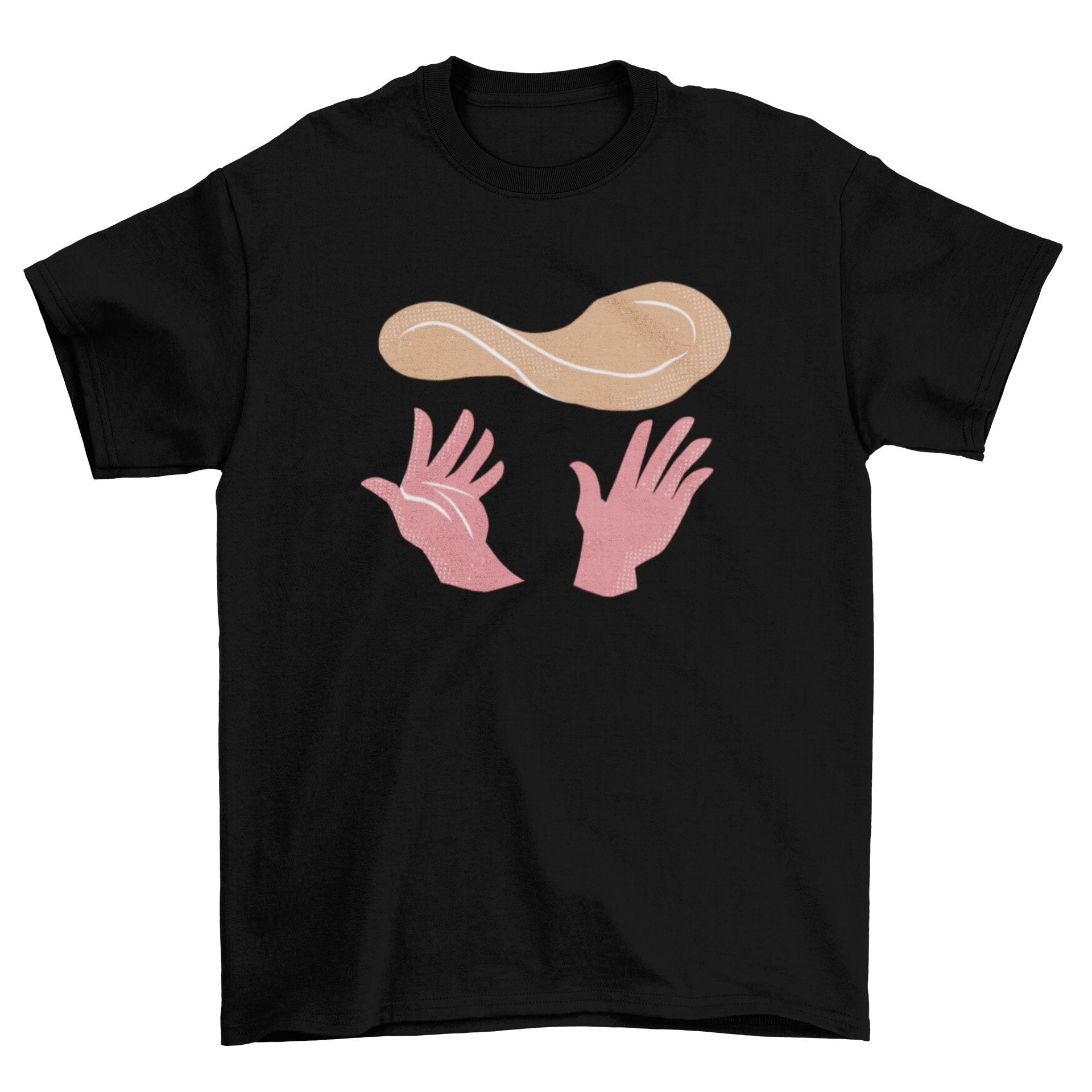 A stylish t-shirt featuring hands expertly tossing dough in the air, perfect for cooking enthusiasts.