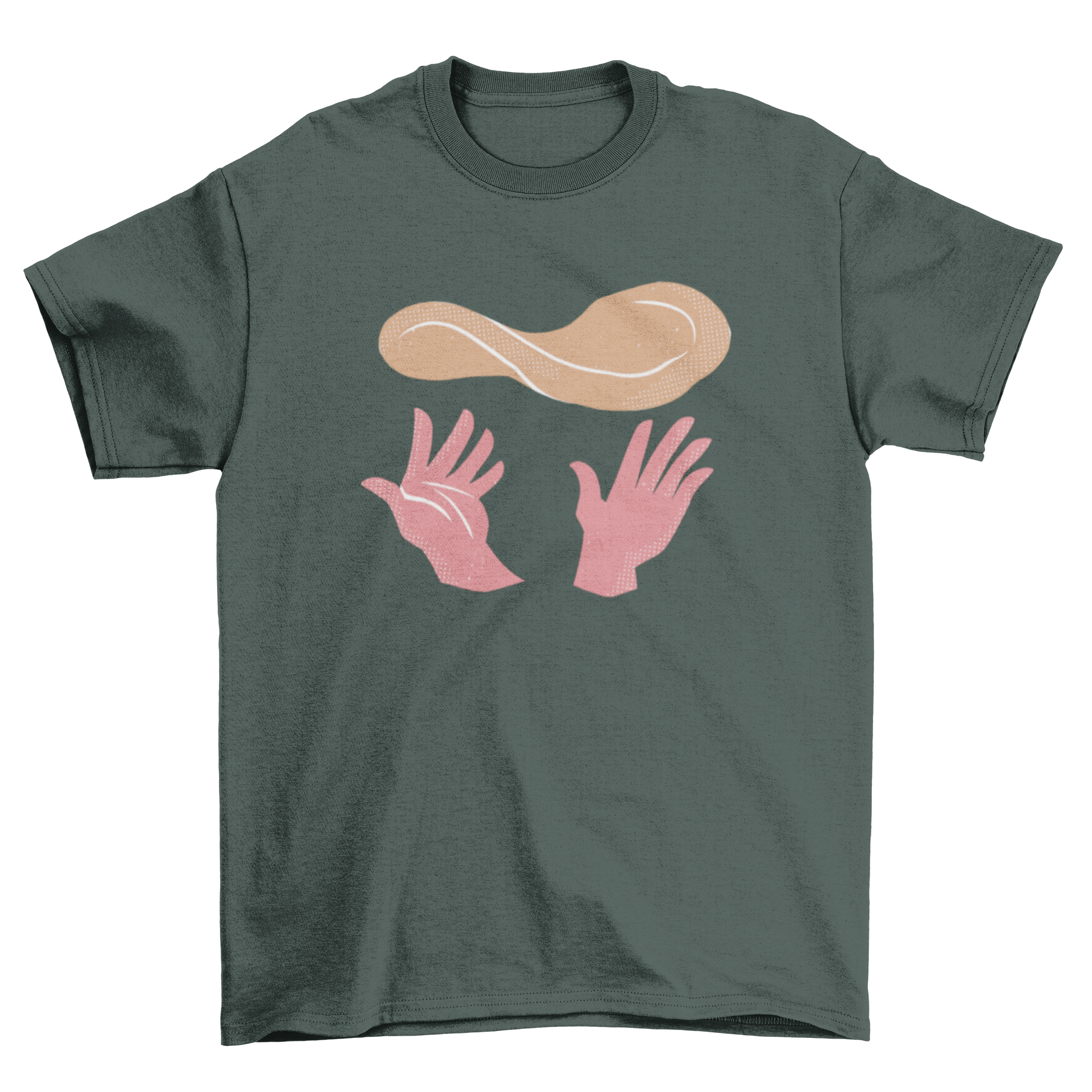 A stylish t-shirt featuring hands expertly tossing dough in the air, perfect for cooking enthusiasts.