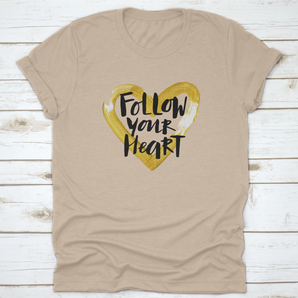 Handwritten 'Follow Your Heart' motivation poster featuring modern design on a soft cotton fabric.