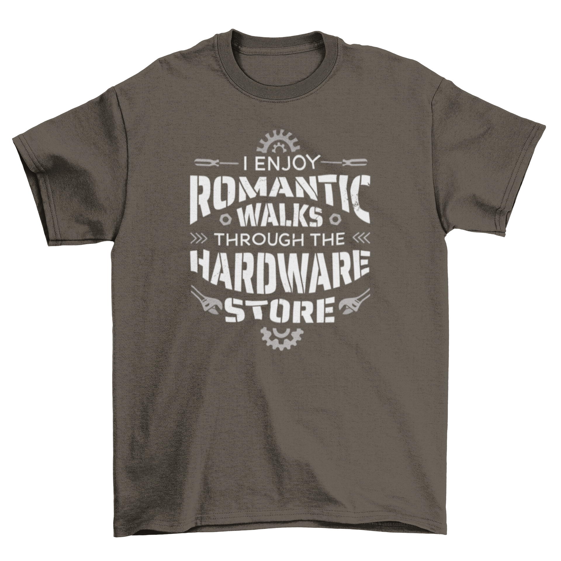 Handyman hardware funny t-shirt with tools and gears design featuring a humorous quote.