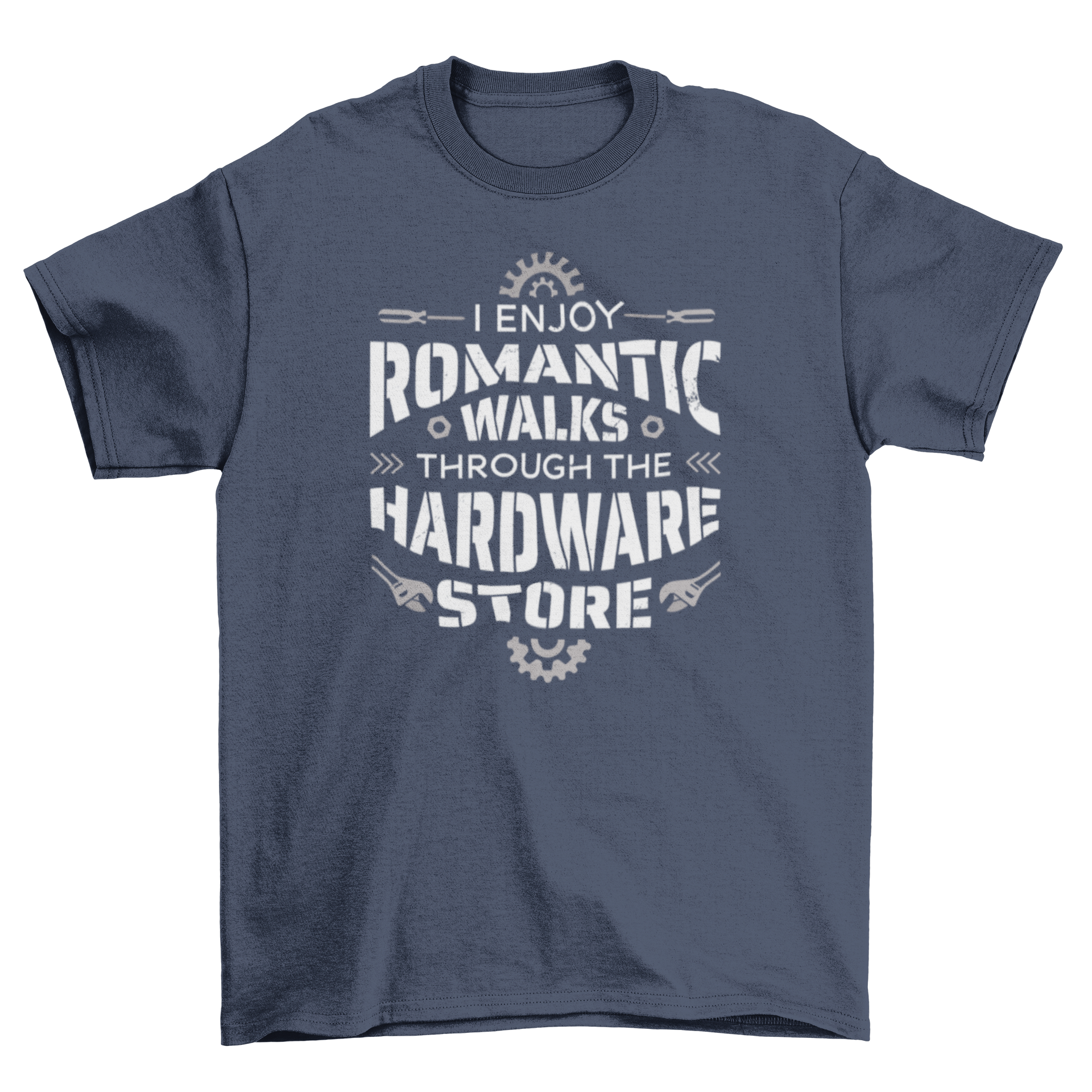 Handyman hardware funny t-shirt with tools and gears design featuring a humorous quote.