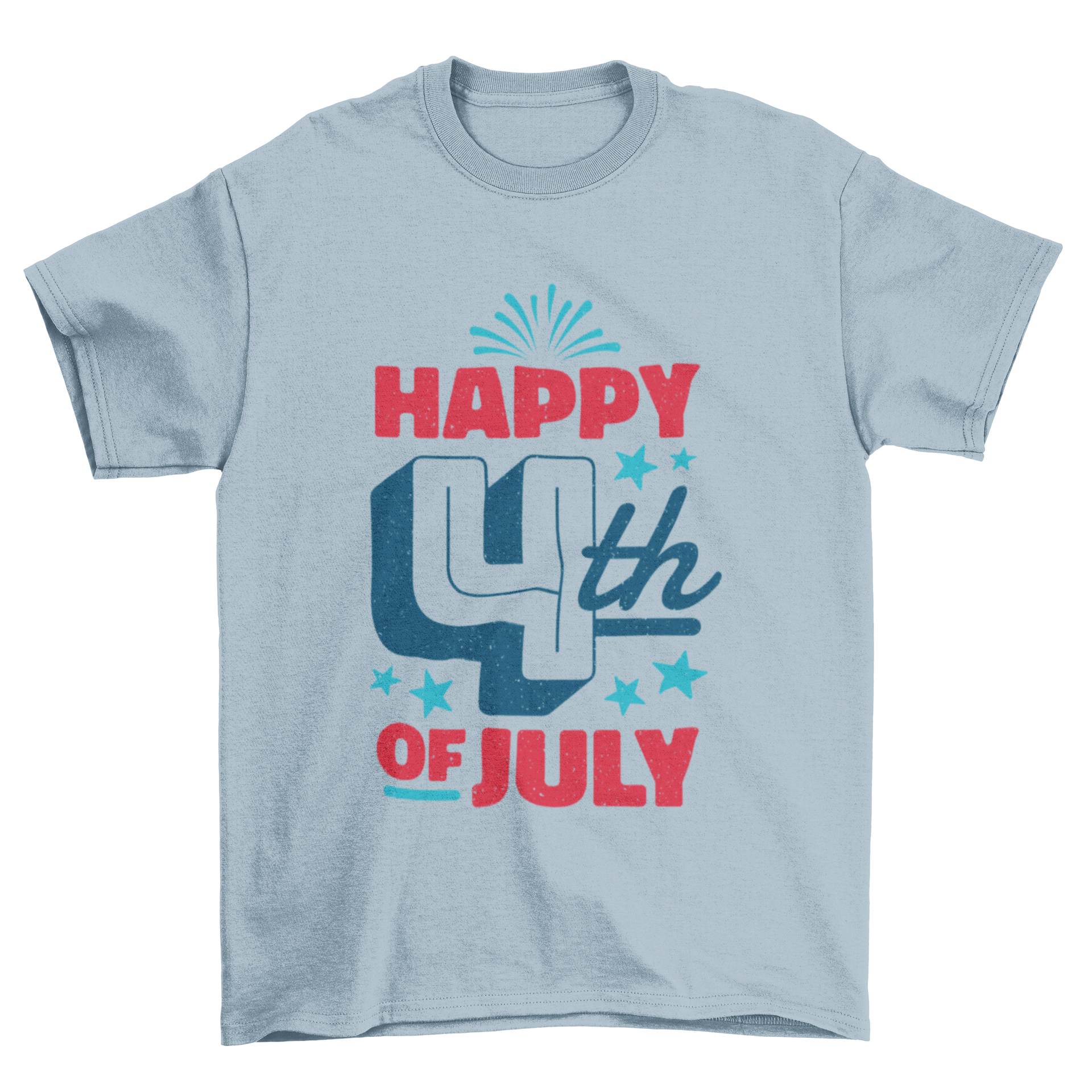 A vibrant t-shirt featuring the quote 'Happy 4th of July' designed for Independence Day celebrations.