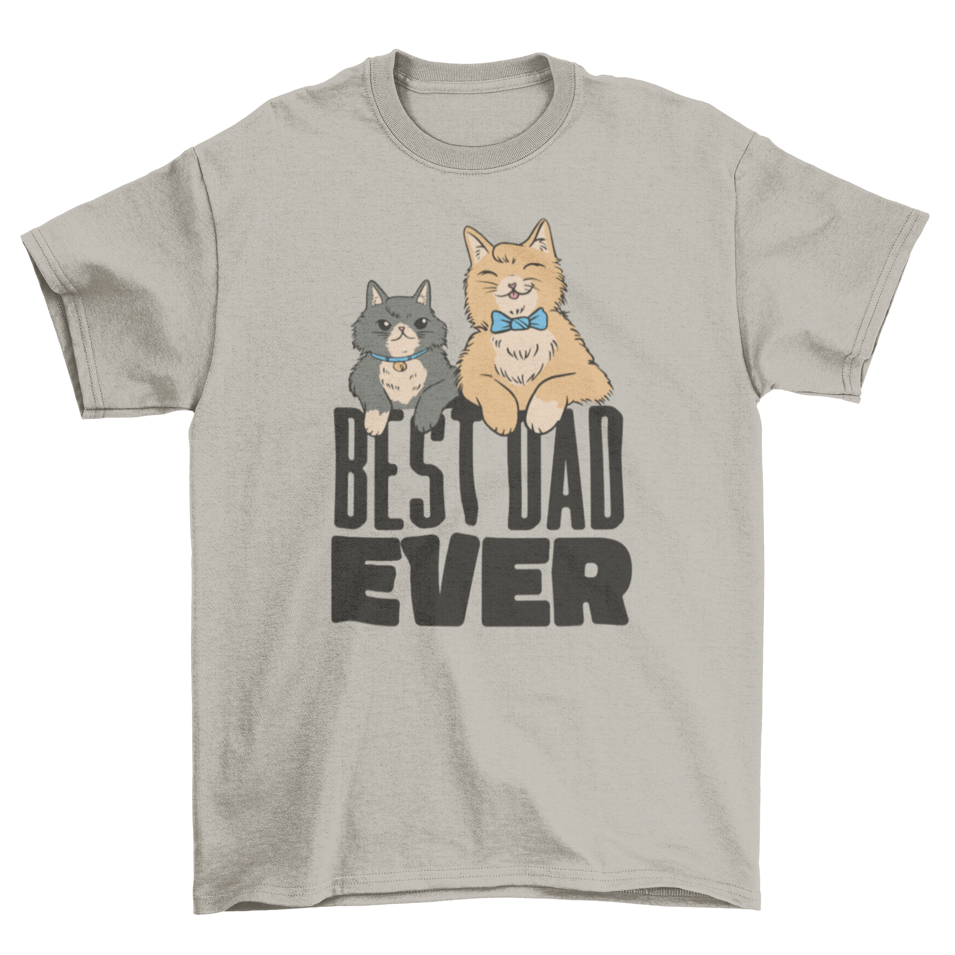 Happy Father and Son Cats T-shirt featuring two cute cats and the quote 'Best dad ever'.