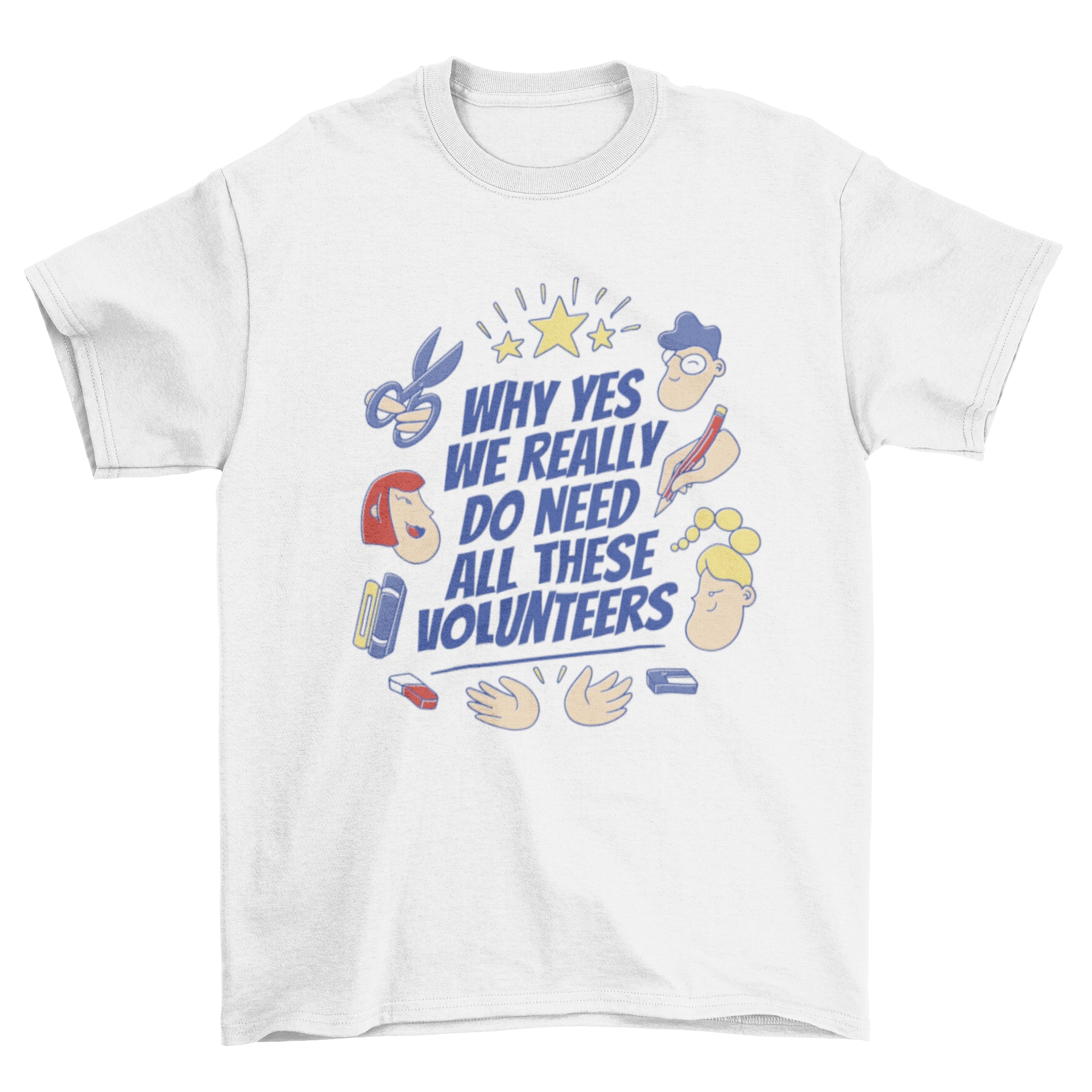 Happy Volunteer People T-shirt design featuring smiling faces and a motivational quote about volunteering.