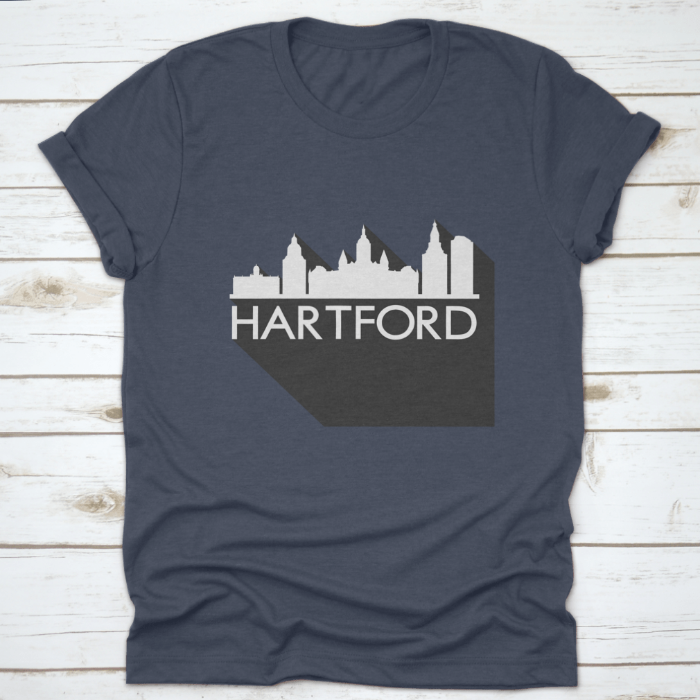 Hartford Flat Icon Skyline Silhouette Design t-shirt featuring a stylish city skyline vector art.