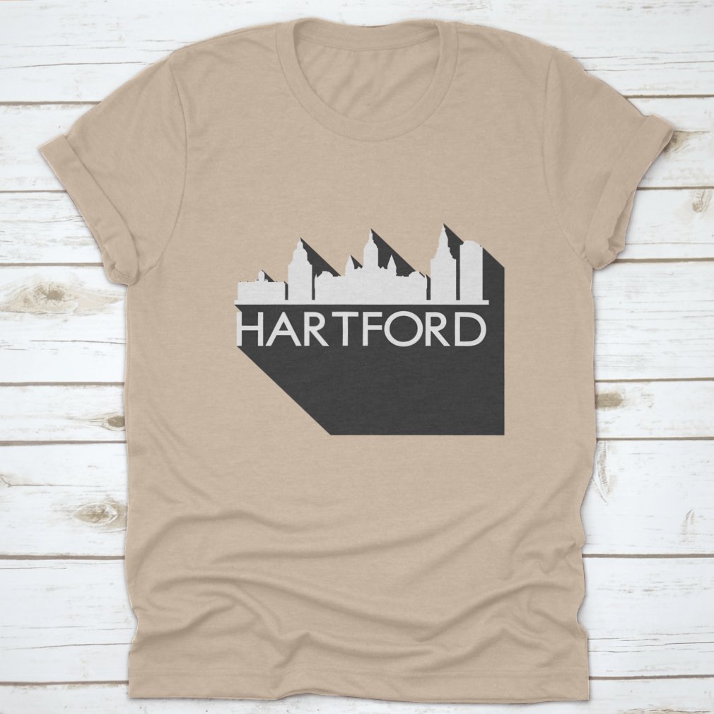 Hartford Flat Icon Skyline Silhouette Design t-shirt featuring a stylish city skyline vector art.