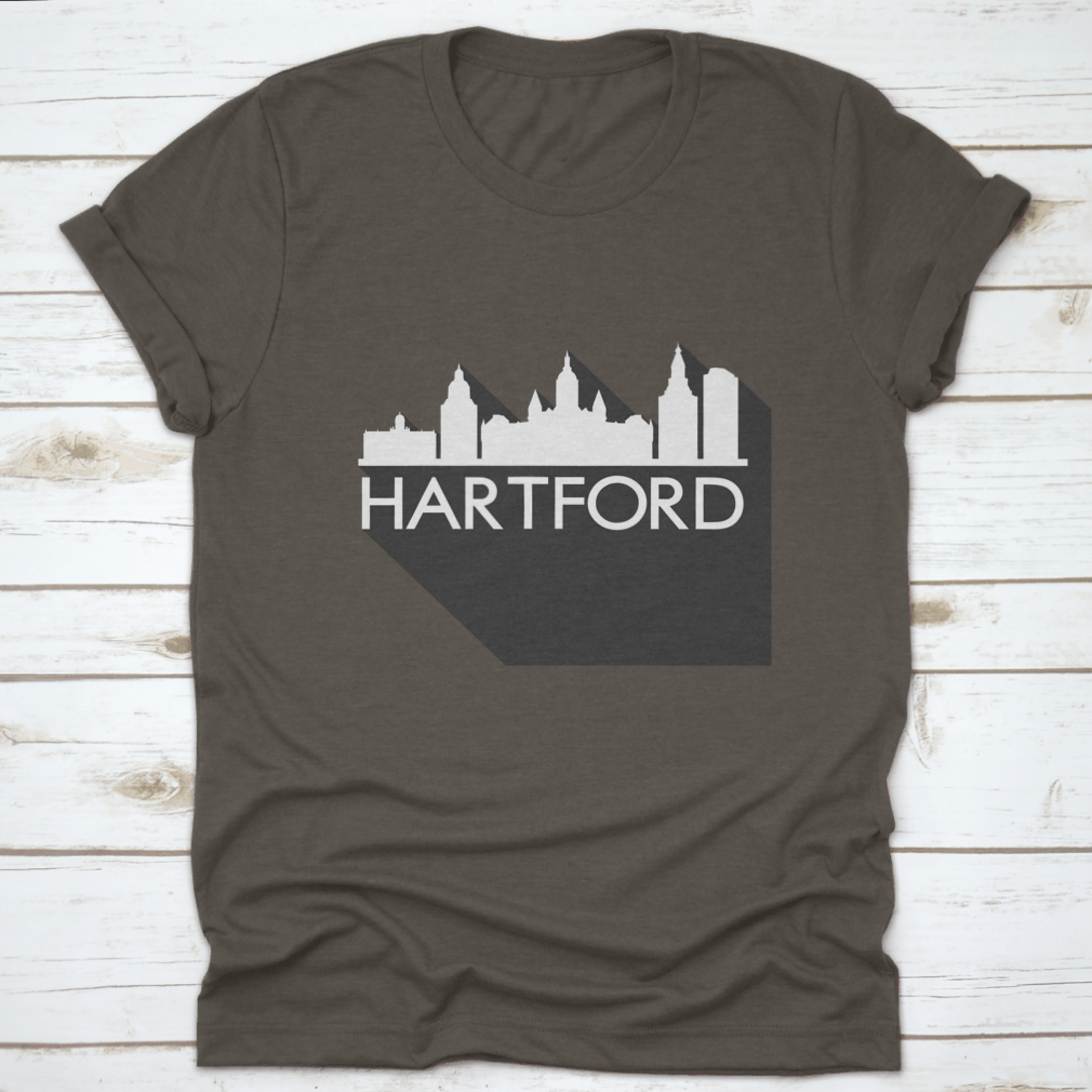 Hartford Flat Icon Skyline Silhouette Design t-shirt featuring a stylish city skyline vector art.