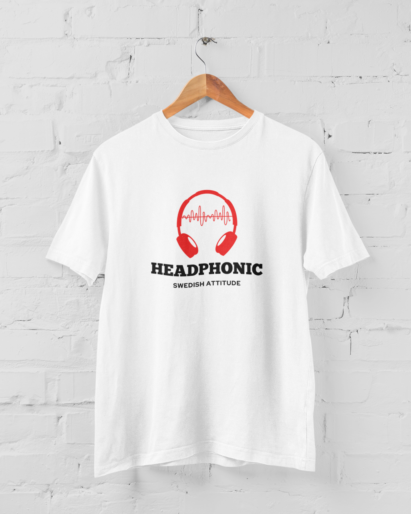 Headphonic unisex t-shirt in various colors, showcasing its stylish fitted sleeves and durable fabric.