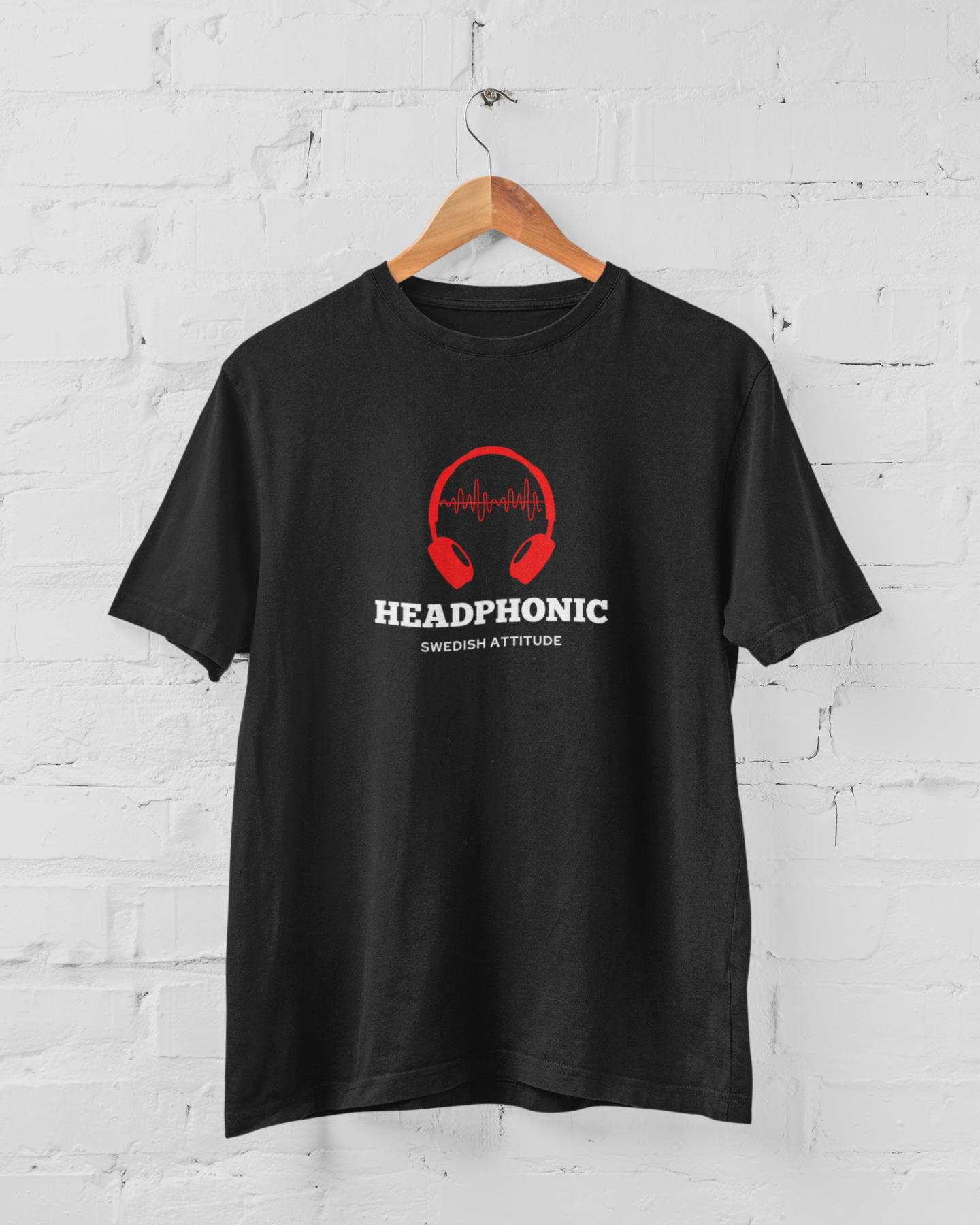 Headphonic unisex t-shirt in various colors, showcasing its stylish fitted sleeves and durable fabric.