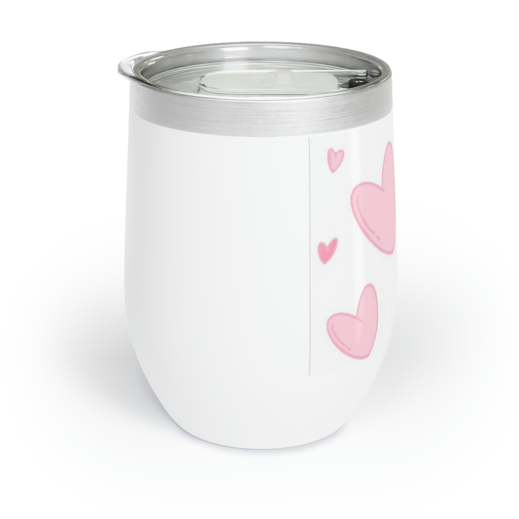 Hearts Chill Wine Tumbler in stainless steel with a customizable design, perfect for keeping drinks at the ideal temperature.