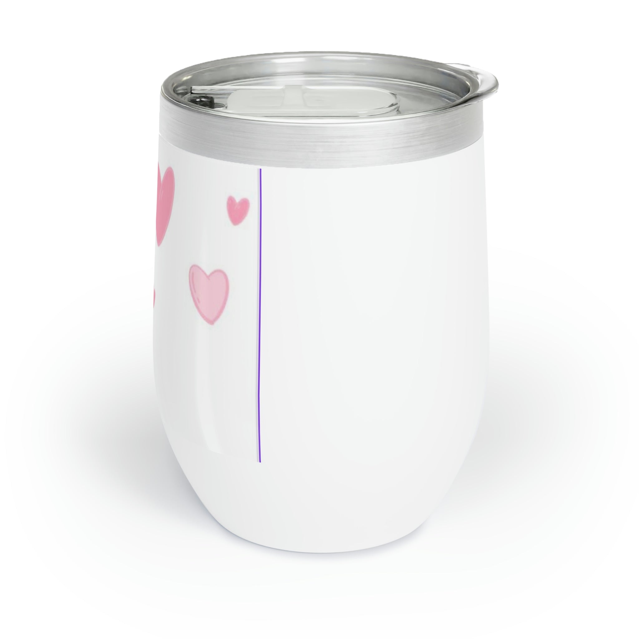 Hearts Chill Wine Tumbler in stainless steel with a customizable design, perfect for keeping drinks at the ideal temperature.