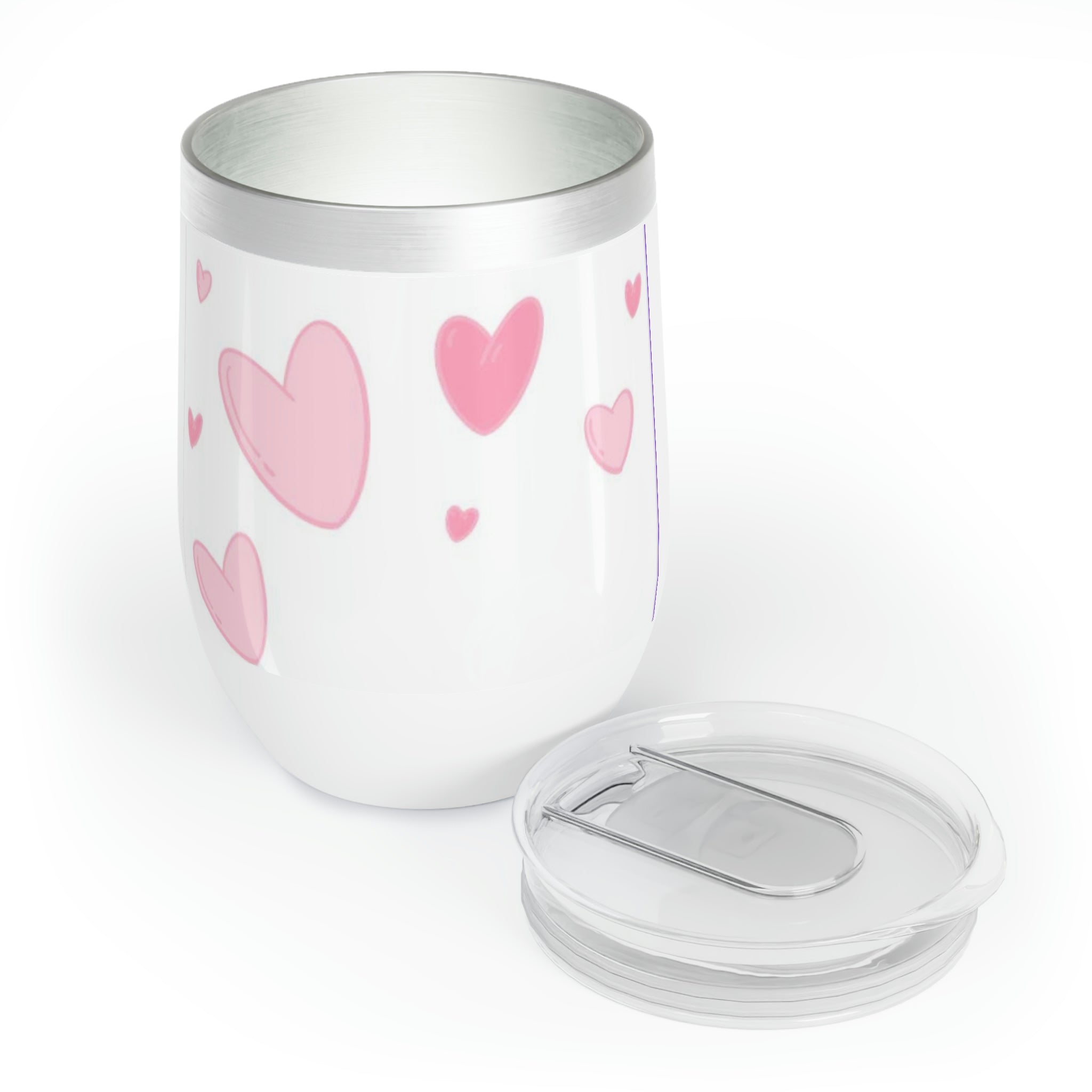 Hearts Chill Wine Tumbler in stainless steel with a customizable design, perfect for keeping drinks at the ideal temperature.