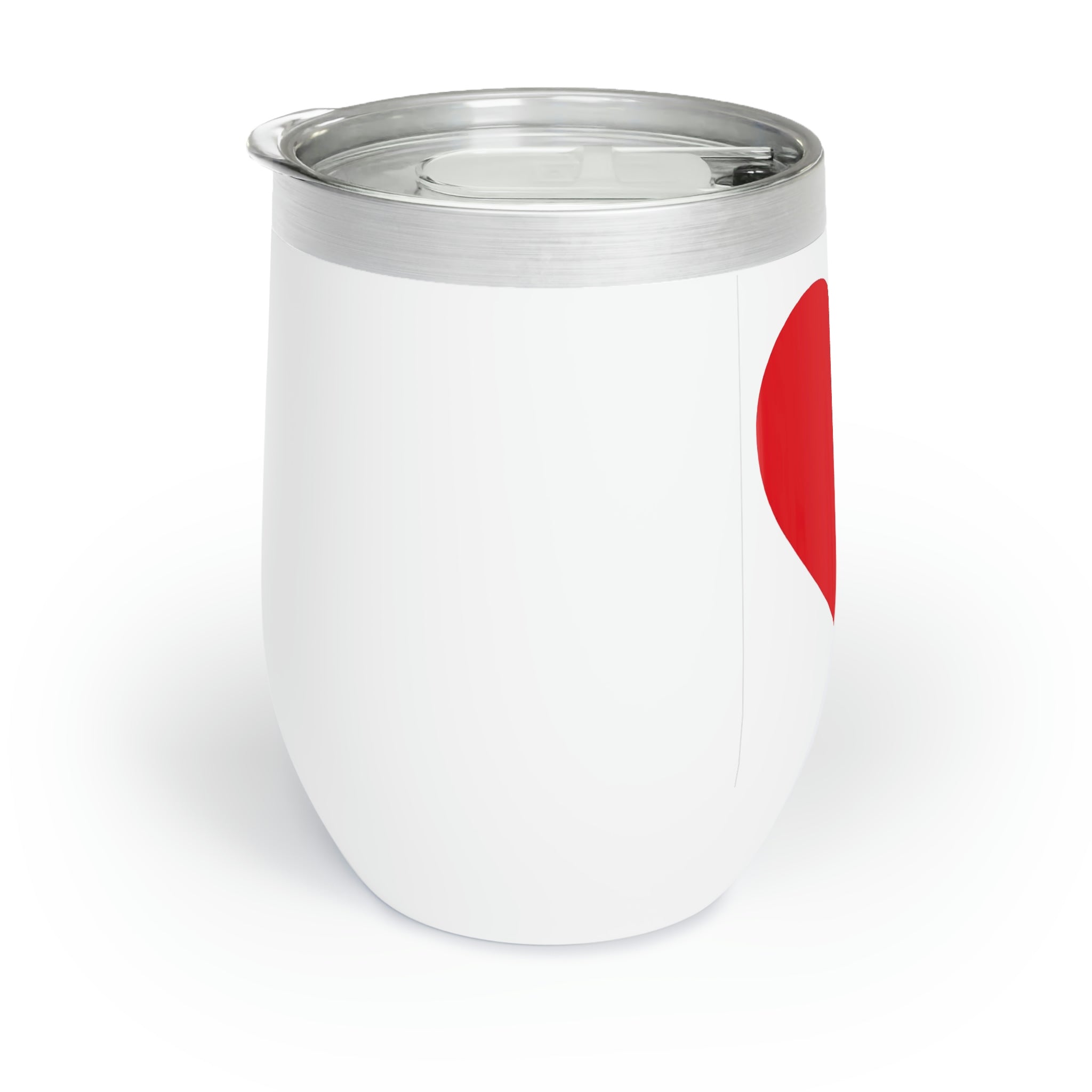 Hearts Chill Wine Tumbler in stainless steel with a customizable design, featuring double insulation and a plastic straw.