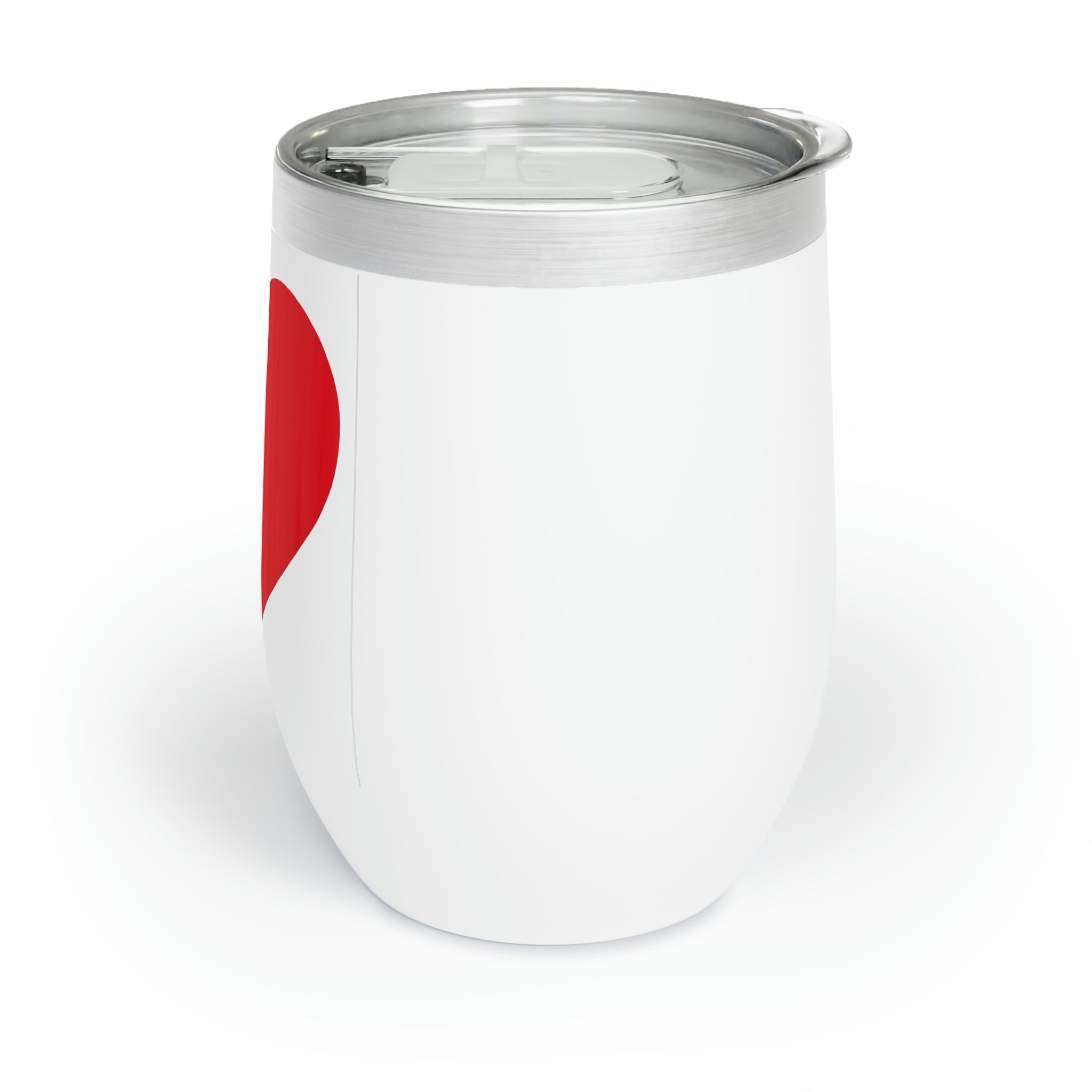 Hearts Chill Wine Tumbler in stainless steel with a customizable design, featuring double insulation and a plastic straw.