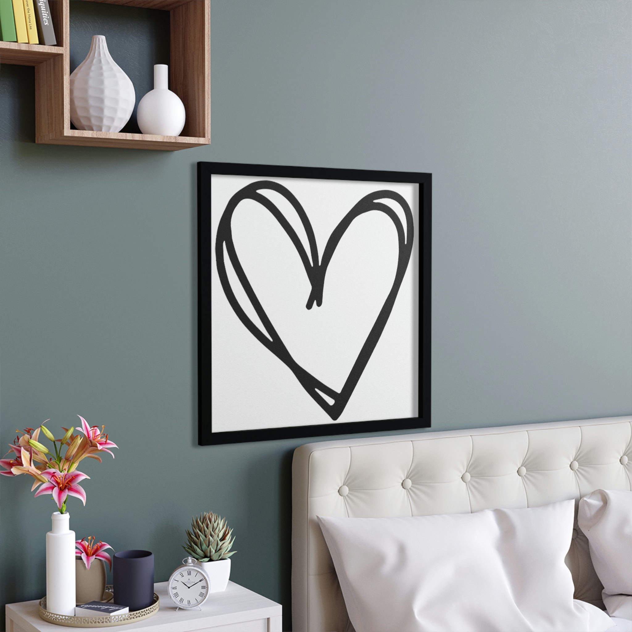 A beautifully crafted Hearts Framed Poster with a hand-crafted wooden frame, showcasing vibrant colors and intricate designs.