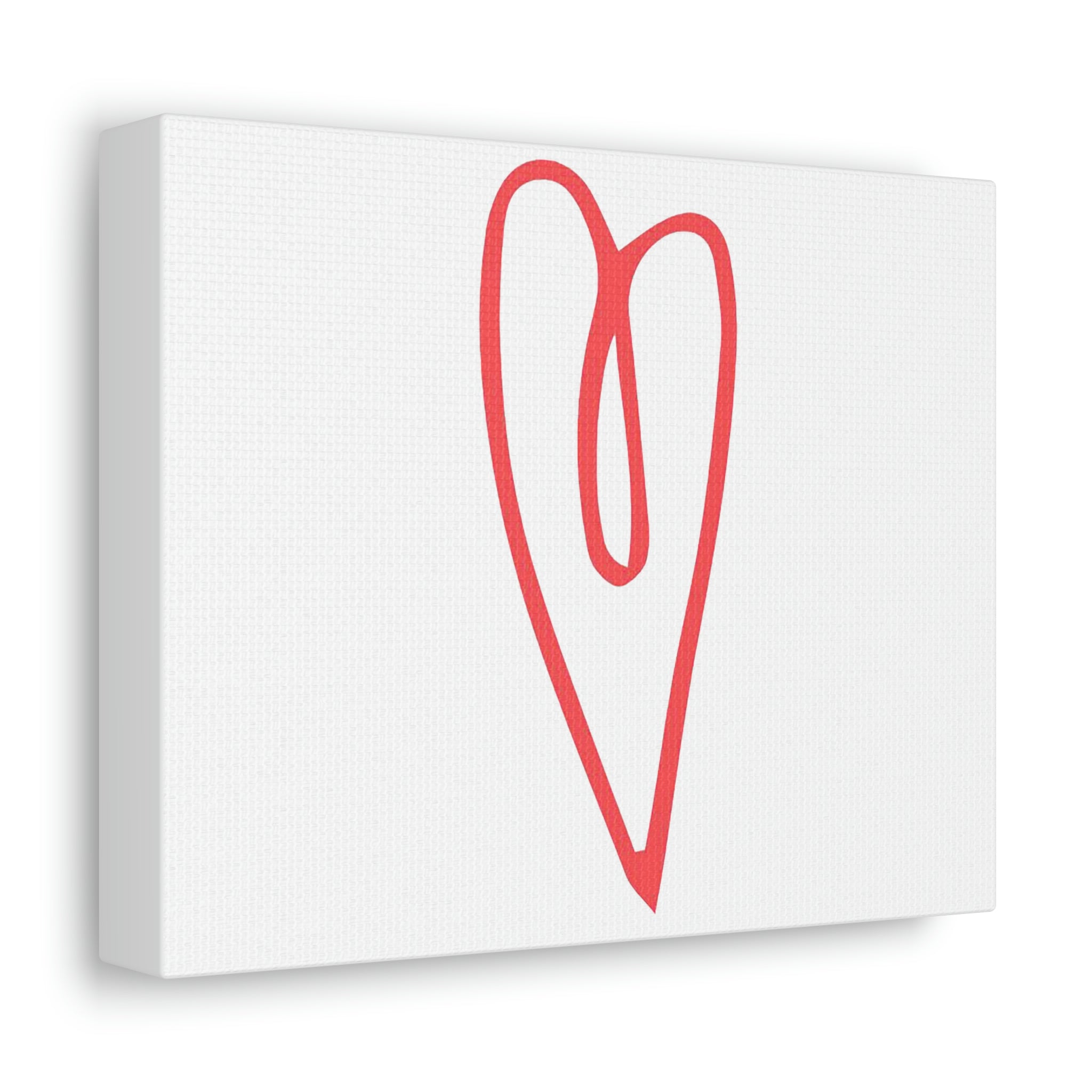 A beautifully stretched canvas featuring heart designs, showcasing vibrant colors and high-quality printing on a wooden frame.