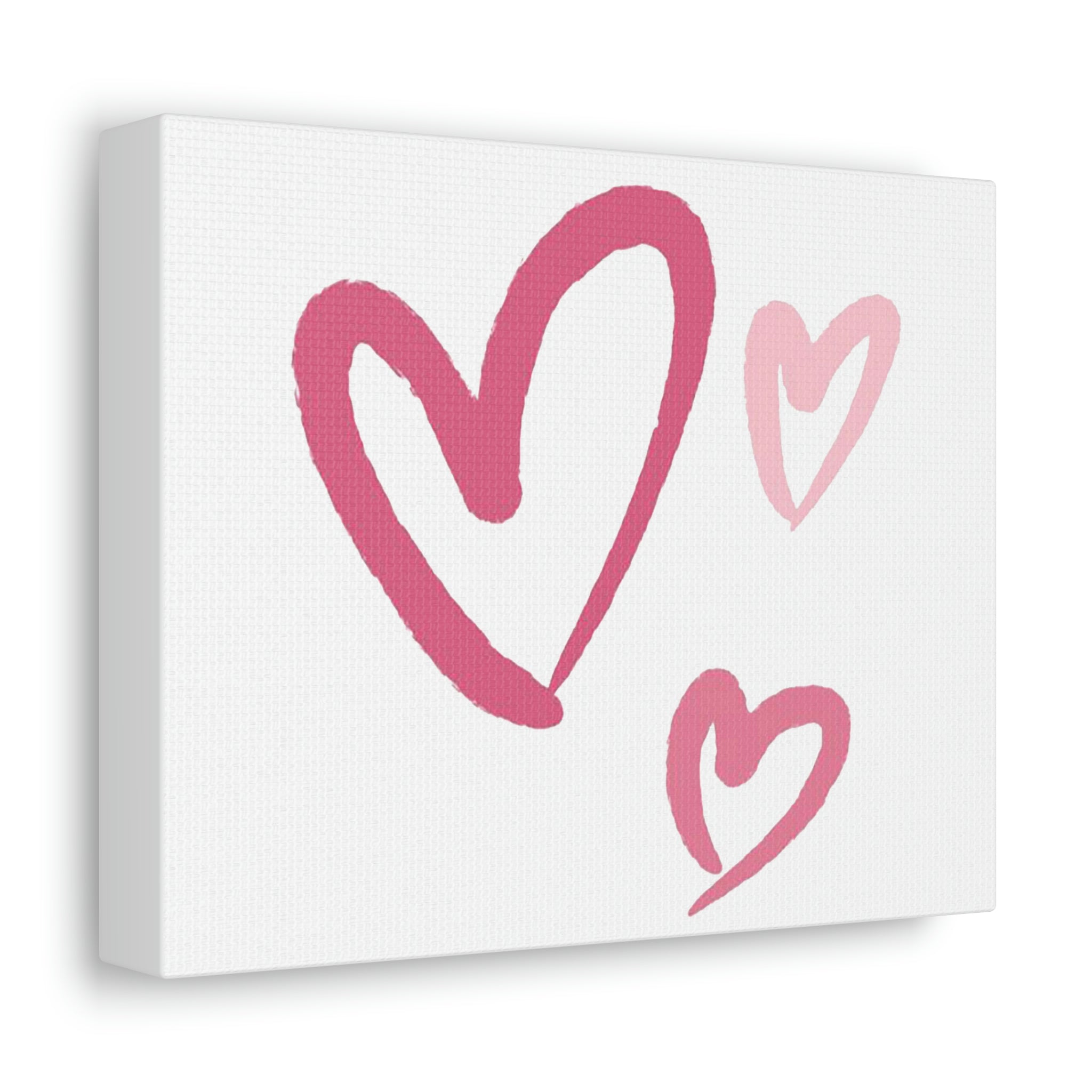 Hearts Stretched Canvas artwork displayed on a wall, showcasing vibrant colors and high-quality print on a wooden frame.