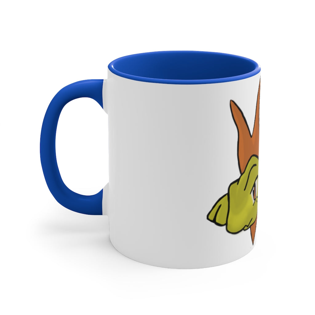 Hedghum 11oz Accent Mug featuring a white ceramic body with a colored interior and handle, showcasing vibrant color schemes.