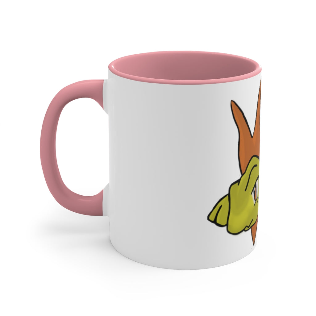 Hedghum 11oz Accent Mug featuring a white ceramic body with a colored interior and handle, showcasing vibrant color schemes.